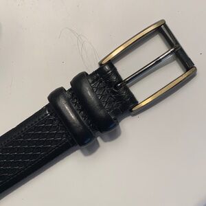 Reno Tulliani Classic Black Leather Belt with Gold/silver Buckle size 40